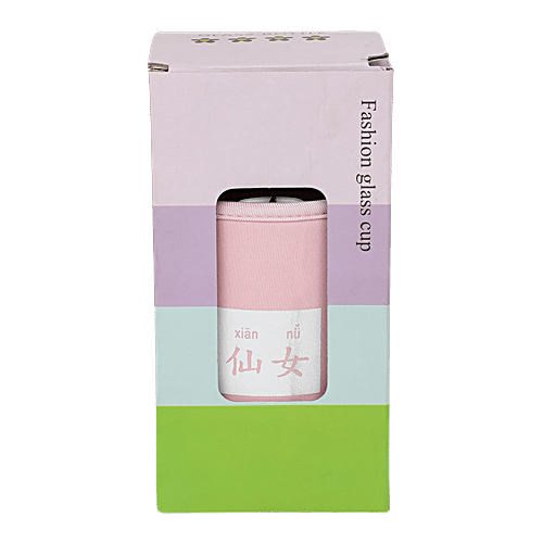 DP Glass Water Bottle With Cover - Pink, BB1249, 330 ml 1 pc 