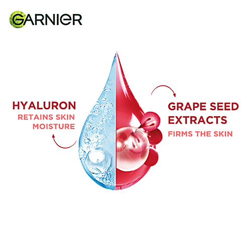 Garnier Skin Naturals Ageless White Face Serum Sheet Mask - Grape Seeds & Hyaluron, Red, 28 g