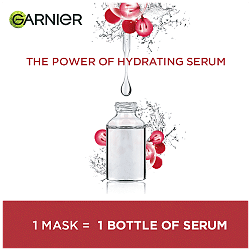 Garnier Skin Naturals Ageless White Face Serum Sheet Mask - Grape Seeds & Hyaluron, Red, 28 g