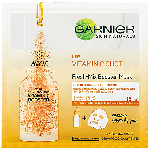Garnier Skin Naturals Fresh Mix Vitamin C Booster Face Serum Sheet Mask - Orange, 33 g