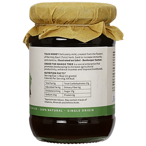 Under The Mango Tree Tulsi Honey, 200 g Jar No Preservatives, No Artificial Flavours
