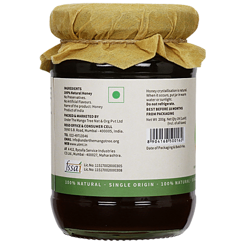 Under The Mango Tree Tulsi Honey, 200 g Jar No Preservatives, No Artificial Flavours