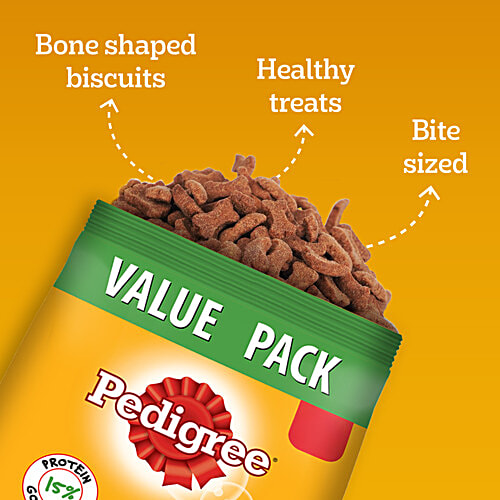 Pedigree Biscrok Biscuits Above 4 Months Dog Treats With Chicken, 900 g  Source of Calcium, Goodness of 15% Protein