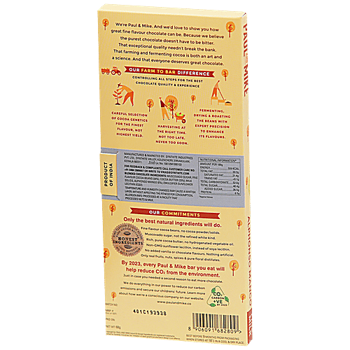 Paul And Mike 49% Fine Milk Chocolate With Alphonso Mango, 68 g Box No Soya Lecithin