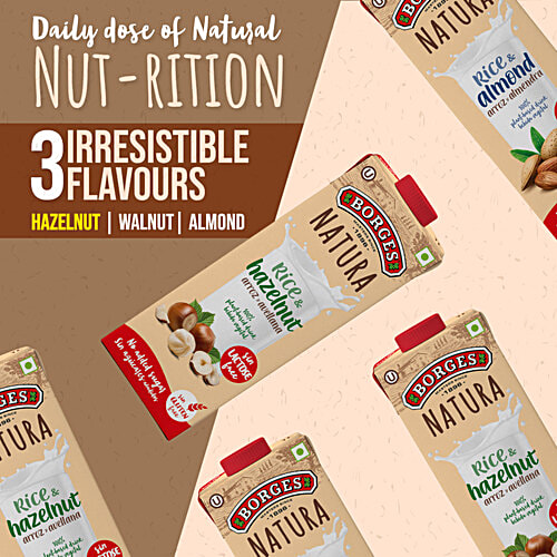 Borges Natura Rice & Hazelnut Drink, Vegan, 1 L Tetra Pak No Added Sugar & Gluten Free