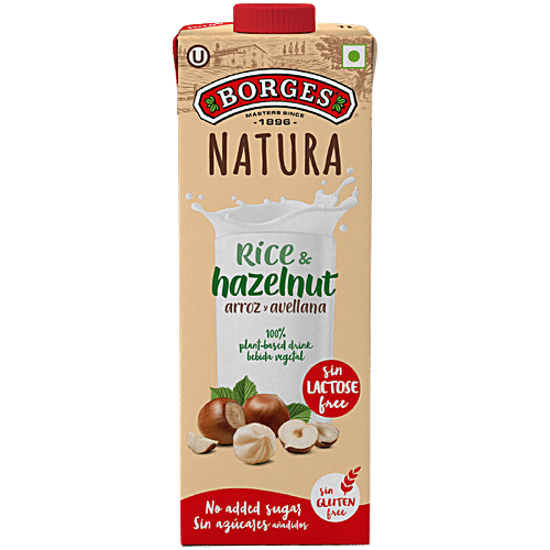 Borges Natura Rice & Hazelnut Drink, Vegan, 1 L Tetra Pak No Added Sugar & Gluten Free