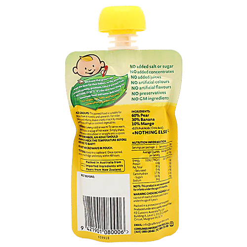 Raffertys Garden Smooth - Banana, Pear & Mango, 4+ Months, 120 g  No Artificial Colours, No Preservatives