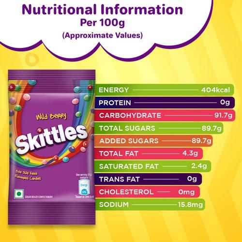 Skittles Wild Berry Bite Size Fruit Flavoured Candies, 9 g  Zero Trans Fat