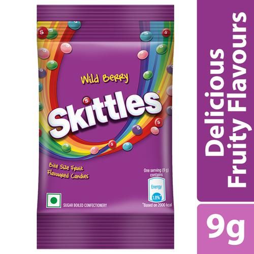 Skittles Wild Berry Bite Size Fruit Flavoured Candies, 9 g  Zero Trans Fat