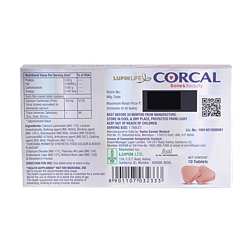 Corcal Bone & Beauty Calcium Supplement, 10 Tablets  
