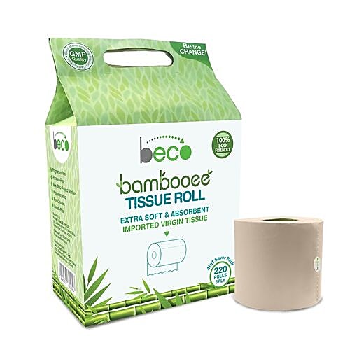 beco Bambooee 3 Ply Toilet Roll - Eco-Friendly, 220 Pulls (Value Pack of 4) 