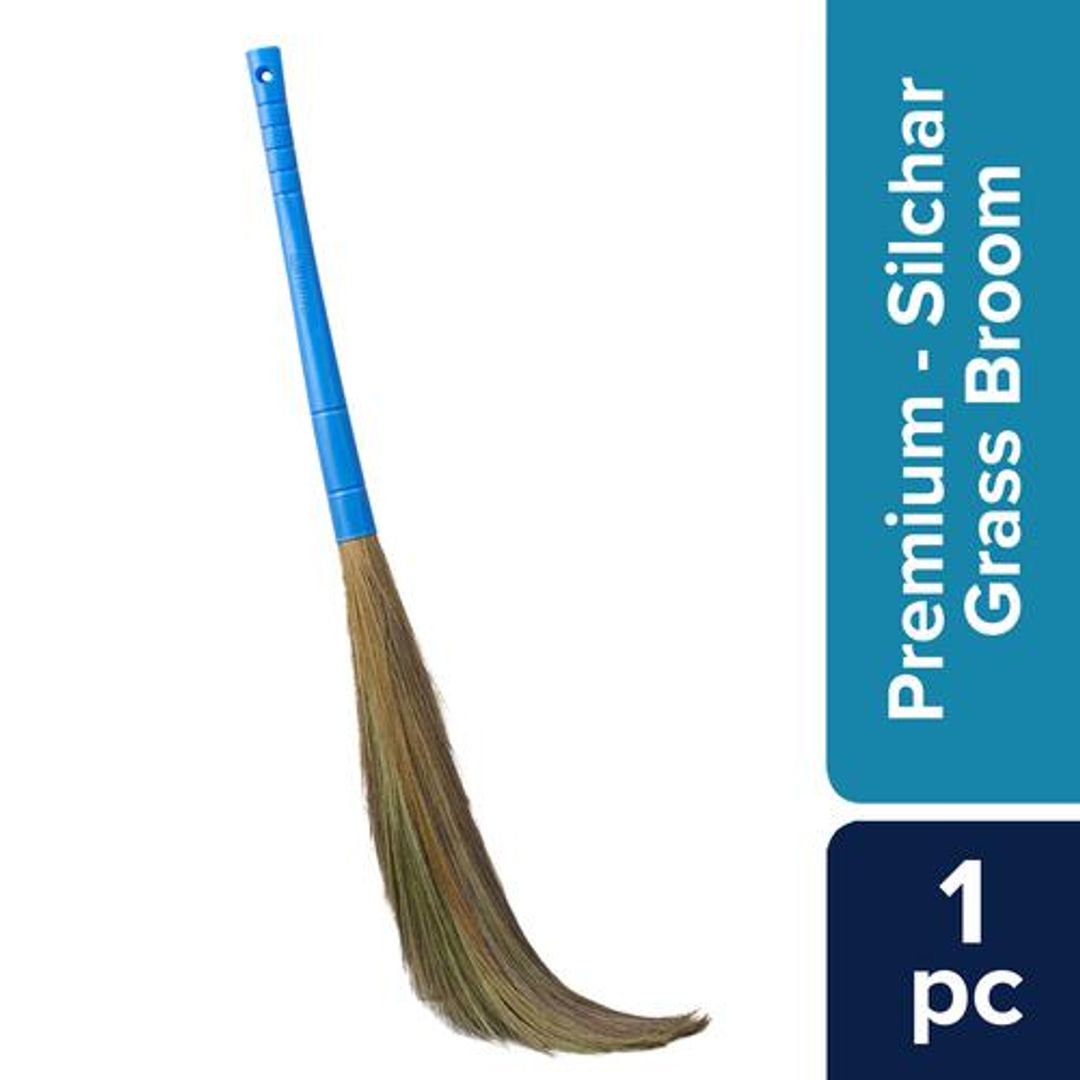BB Home Premium Soft Grass Broom/Phool Jhadu - High Quality Silchar Grass, 1 pc 