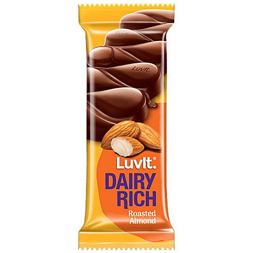 LuvIt Dairy Rich Roasted Almond Chocolate Bar, 39 g Pouch