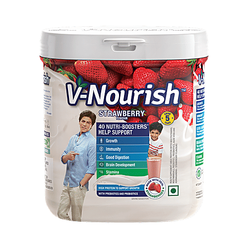 V-Nourish supplement - Strawberry Flavour, 200 g  High Protein to Support Growth