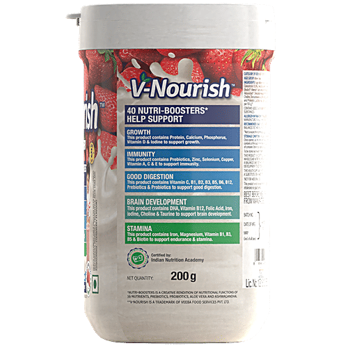 V-Nourish supplement - Strawberry Flavour, 200 g  High Protein to Support Growth