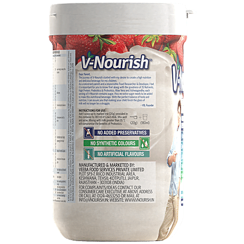 V-Nourish supplement - Strawberry Flavour, 200 g  High Protein to Support Growth