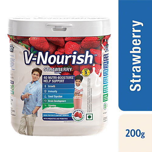V-Nourish supplement - Strawberry Flavour, 200 g  High Protein to Support Growth
