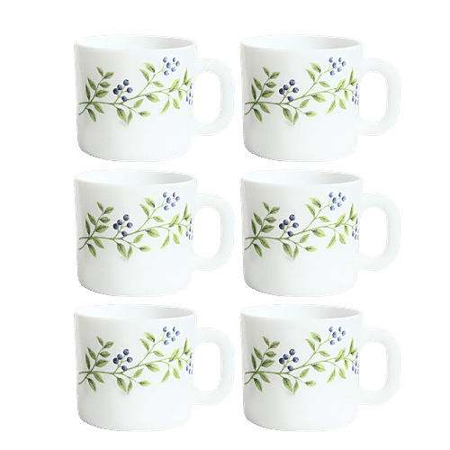 Buy LaOpala Tea/Chai Cup Set Opalware, White, Lush Greens, Regular