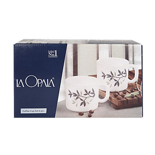 LaOpala Chai/Laopala Opalware Regular Cup Set - Coral Charm, 120 ml (Pack of 6) 