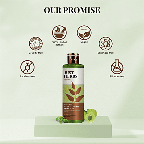 Just Herbs Amla & Neem Anti-Hairfall Shampoo, 200 ml  Paraben & SLS/SLES Free