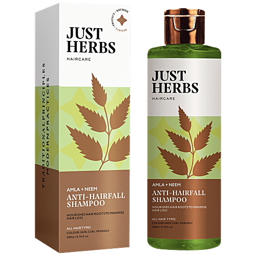 Just Herbs Amla & Neem Anti-Hairfall Shampoo, 200 ml  Paraben & SLS/SLES Free