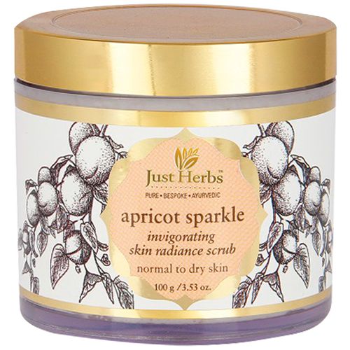 Just Herbs Sparkle Invigorating Skin Radiance Scrub - Apricot, Normal to Dry Skin, No Parabens & Mineral Oil, 100 g  