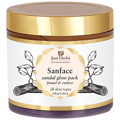 Just Herbs Sanface Sandal Glow Pack - Fennel & Vetiver, All Skin Types, Paraben Free, 150 g  Paraben Free
