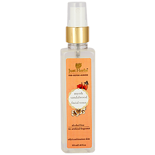 Just Herbs Myrrh Facial Toner - Sandalwood, Oily & Combination Skin, Alcohol Free & No Artificial Fragrance, 100 ml  Alcohol Free & No Artificial Fragrance