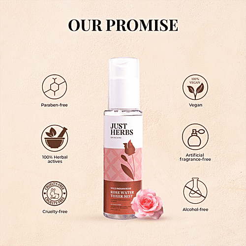 Buy Just Herbs Rose Water Toner For Pore Wild Indian Rose Online at