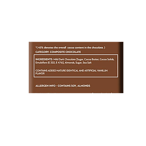 Daarzel 45% Mild Dark Chocolate with Caramelised Almonds and Sea Salt, 50 g Box 