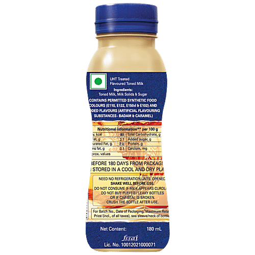 Amul Kool - Badam Flavour, 180 ml PET Bottle 