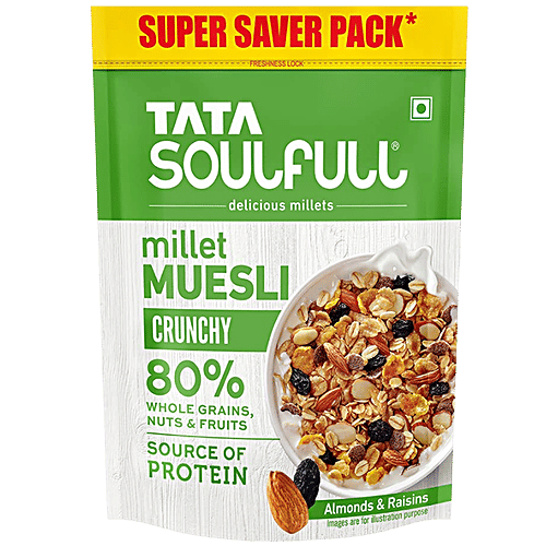 Buy Tata Soulfull Millet Muesli Crunchy, Contains Almonds & Raisins