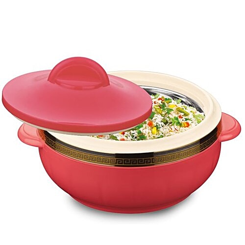 Asian Insulated Plastic Casserole For Roti/Chapati Classic - Red, 2.5 L Keeps Food Warm & Cold