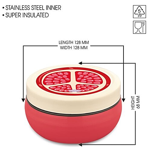 Asian Microwaveable Round Plastic Lunch Box/Tiffin Box - Fun Meal, Red, Medium, 1 pc  