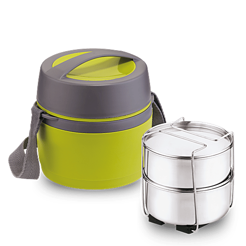 Asian Lplastic Lunch Box/Tiffin Box Leakproof Insulated - Happy Meal, Green, 1 pc  