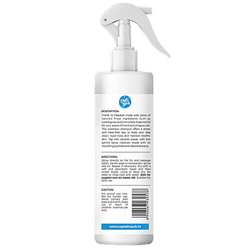 Captain Zack Tick'et To Fleadom Dry Shampoo For Dogs, 250 ml  