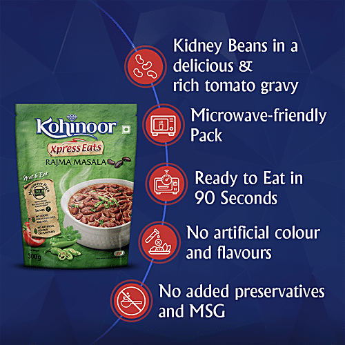 Kohinoor Xpress Eats, Ready-to-Eat Rajma Masala, 300 g Microwave Pack 