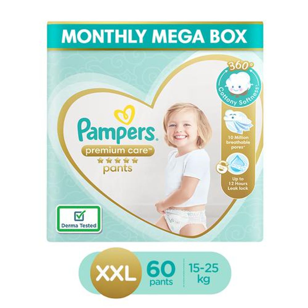 Pampers  Premium Care Diaper Pants - XXL, 15-25 kg, Lotion with Aloe Vera, 60 pcs 