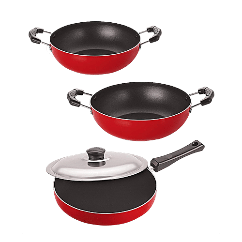 Buy Nirlon NonStick Cookware Gift Set Maroon, Tawa + Fry Pan + Kadai