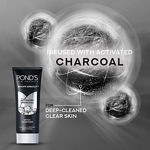 Pond's Bright Miracle Detox Facewash With 10X Power Of Charcoal, 150 g  