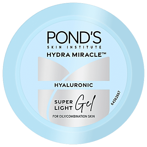 Ponds Hyaluronic Super Light Gel For Oily/Combination Skin, 50 g Infused with Hyaluronic Acid, Instant Hydration, 48 Hrs Hydration