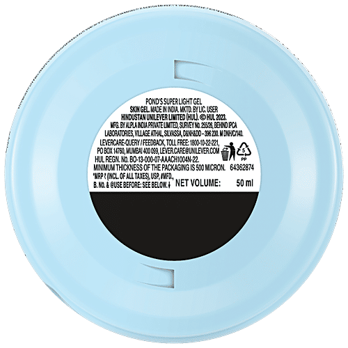 Ponds Hyaluronic Super Light Gel For Oily/Combination Skin, 50 g Infused with Hyaluronic Acid, Instant Hydration, 48 Hrs Hydration