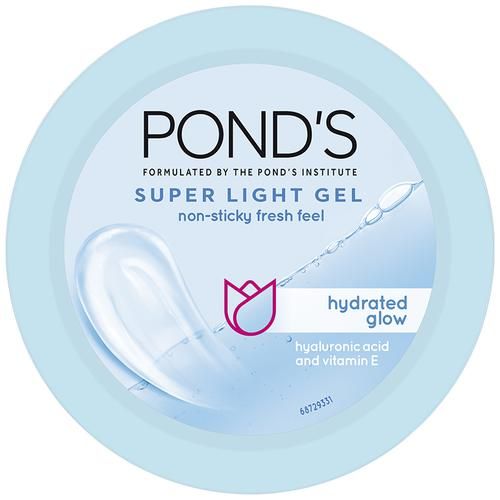 Ponds Super Light Gel Moisturiser – With Hyaluronic Acid & Vitamin E, For Glowing Skin, 100 ml  