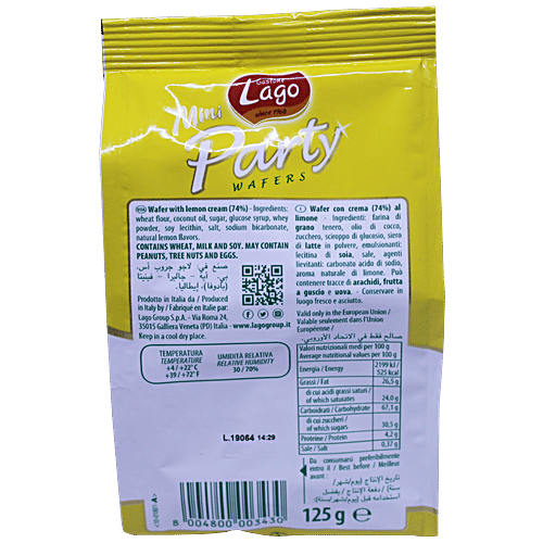 Gastone Lago Mini Party Wafers Lemon cream, 125 g Pouch Zero Trans Fat