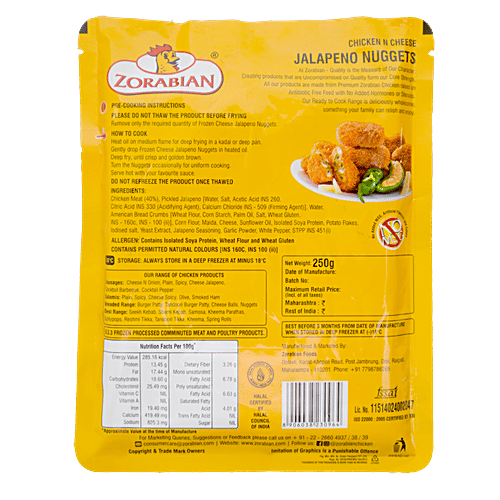 Buy Zorabian Chicken & Cheese Jalapeno Nuggets Online at Best Price of