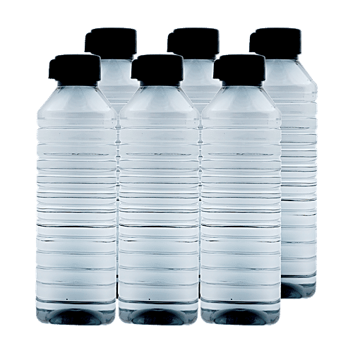 bb home Leo Plastic Water Bottle - Wide Mouth, BPA Free, Black, 1 L (Set of 6) 100% Food Grade & BPA Free