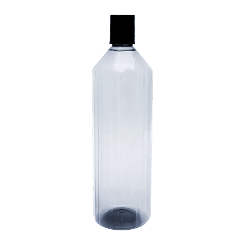 bb home Octa Plastic Pet Water Bottle - Black, Narrow Mouth, 1 L (Pack of 6) 100% Food Grade & BPA Free