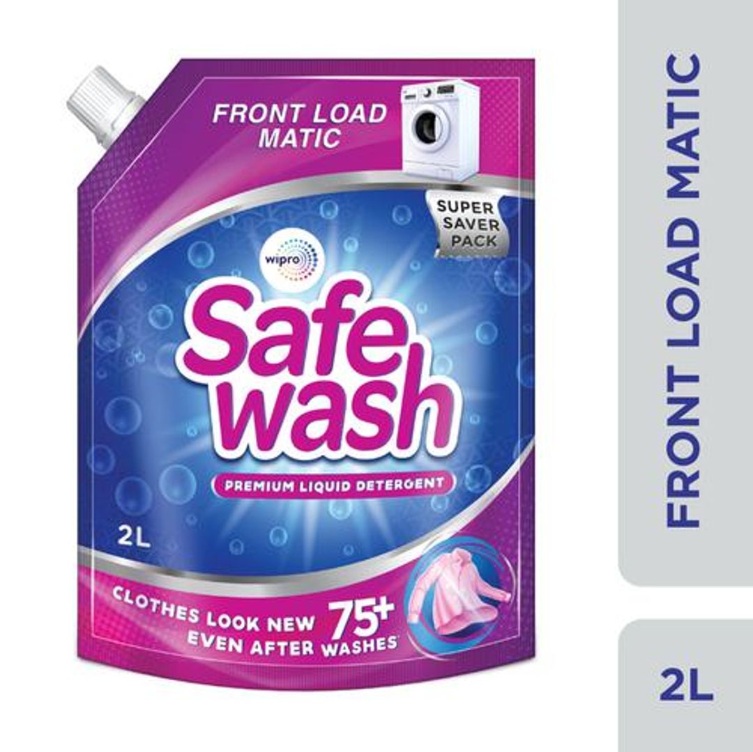 Safewash Front Load Matic Premium Liquid Detergent - 2X Stain Removal, 2 l Pouch