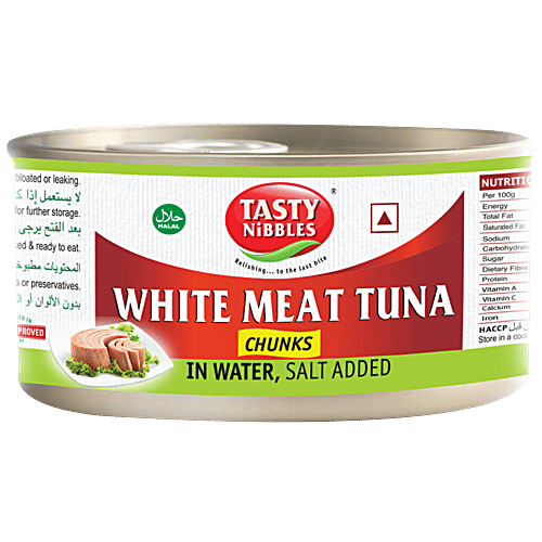 Tasty Nibbles Tuna Chunks - White Meat In Water, Salt Added, 185 g Can Rich in Omega 3