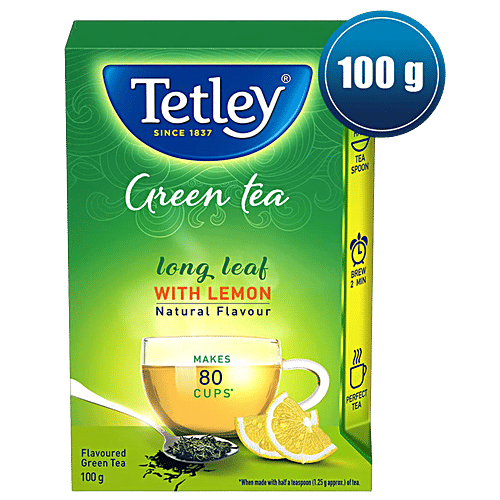Tetley Lemon Flavour Loose Leaf Green Tea - With Added Vitamin C, 100 g Loose Green Tea Leaves, For Immune System